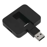   Hub usb 2 porturi, Everestus, 2601E12573, 4.3x5.2x1 cm, Plastic, Otel, Negru