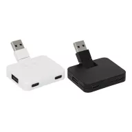   Hub usb 2 porturi, Everestus, 2601E12573, 4.3x5.2x1 cm, Plastic, Otel, Negru