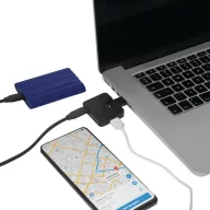   Hub usb 2 porturi, Everestus, 2601E12573, 4.3x5.2x1 cm, Plastic, Otel, Negru