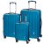 Set 3 trolere de voiaj, Everestus, 42FEB232082, 55x37x20 cm, ABS, Policarbonat, Turcoaz