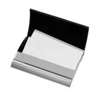   Portcard cu interior din catifea, Everestus, PPE06, aliaj de zinc, poliuretan, negru, argintiu, 96x64x10 mm