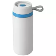   Cana de calatorie 350 ml, perete dublu, Everestus, FW, otel inoxidabil exterior, plastic interior, alb, albastru