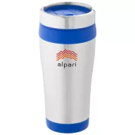   Cana termos 410 ml, perete dublu, Everestus, 20IAN2473, Argintiu, Albastru, Otel, Plastic