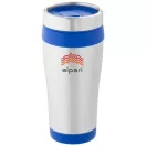 Cana termos 410 ml, perete dublu, Everestus, 20IAN2473, Argintiu, Albastru, Otel, Plastic