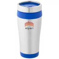   Cana termos 410 ml, perete dublu, Everestus, 20IAN2473, Argintiu, Albastru, Otel, Plastic
