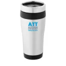Cana termos 410 ml, perete dublu, Everestus, 20IAN2475, Argintiu, Negru, Otel, Plastic