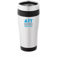   Cana termos 410 ml, perete dublu, Everestus, 20IAN2475, Argintiu, Negru, Otel, Plastic
