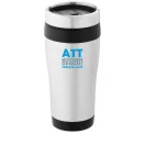 Cana termos 410 ml, perete dublu, Everestus, 20IAN2475, Argintiu, Negru, Otel, Plastic