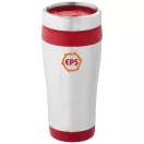 Cana termos 410 ml, perete dublu, Everestus, 20IAN2474, Argintiu, Rosu, Otel, Plastic
