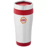   Cana termos 410 ml, perete dublu, Everestus, 20IAN2474, Argintiu, Rosu, Otel, Plastic