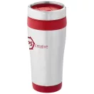 Cana termos 410 ml, perete dublu, Everestus, 20IAN2474, Argintiu, Rosu, Otel, Plastic
