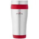 Cana termos 410 ml, perete dublu, Everestus, 20IAN2474, Argintiu, Rosu, Otel, Plastic