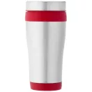 Cana termos 410 ml, perete dublu, Everestus, 20IAN2474, Argintiu, Rosu, Otel, Plastic