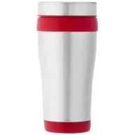   Cana termos 410 ml, perete dublu, Everestus, 20IAN2474, Argintiu, Rosu, Otel, Plastic