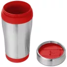 Cana termos 410 ml, perete dublu, Everestus, 20IAN2474, Argintiu, Rosu, Otel, Plastic