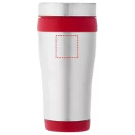   Cana termos 410 ml, perete dublu, Everestus, 20IAN2474, Argintiu, Rosu, Otel, Plastic