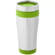   Cana termos 410 ml, perete dublu, Everestus, 20IAN2476, Argintiu, Verde Lime, Otel, Plastic