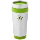 Cana termos 410 ml, perete dublu, Everestus, 20IAN2476, Argintiu, Verde Lime, Otel, Plastic
