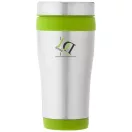 Cana termos 410 ml, perete dublu, Everestus, 20IAN2476, Argintiu, Verde Lime, Otel, Plastic