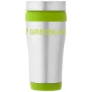 Cana termos 410 ml, perete dublu, Everestus, 20IAN2476, Argintiu, Verde Lime, Otel, Plastic