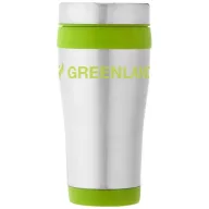   Cana termos 410 ml, perete dublu, Everestus, 20IAN2476, Argintiu, Verde Lime, Otel, Plastic