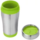 Cana termos 410 ml, perete dublu, Everestus, 20IAN2476, Argintiu, Verde Lime, Otel, Plastic
