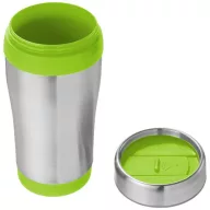   Cana termos 410 ml, perete dublu, Everestus, 20IAN2476, Argintiu, Verde Lime, Otel, Plastic
