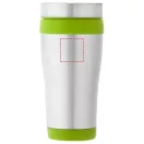 Cana termos 410 ml, perete dublu, Everestus, 20IAN2476, Argintiu, Verde Lime, Otel, Plastic