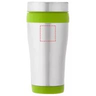   Cana termos 410 ml, perete dublu, Everestus, 20IAN2476, Argintiu, Verde Lime, Otel, Plastic