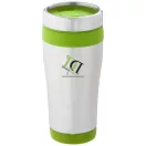 Cana termos 410 ml, perete dublu, Everestus, 20IAN2476, Argintiu, Verde Lime, Otel, Plastic
