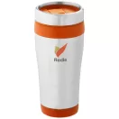 Cana termos 410 ml, perete dublu, Everestus, 20IAN2477, Argintiu, Portocaliu, Otel, Plastic