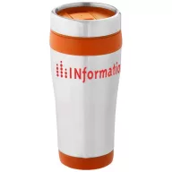   Cana termos 410 ml, perete dublu, Everestus, 20IAN2477, Argintiu, Portocaliu, Otel, Plastic