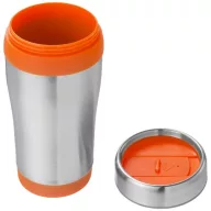   Cana termos 410 ml, perete dublu, Everestus, 20IAN2477, Argintiu, Portocaliu, Otel, Plastic