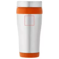   Cana termos 410 ml, perete dublu, Everestus, 20IAN2477, Argintiu, Portocaliu, Otel, Plastic