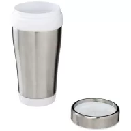  Cana termos 410 ml, perete dublu, Everestus, 20IAN2478, Argintiu, Alb, Otel, Plastic