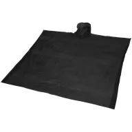   Ziva disposable rain poncho with pouch, PE plastic, solid black