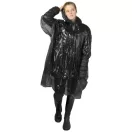 Ziva disposable rain poncho with pouch, PE plastic, solid black