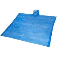   Ziva disposable rain poncho with pouch, PE plastic, Royal blue