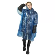   Ziva disposable rain poncho with pouch, PE plastic, Royal blue