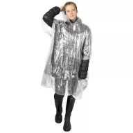 Ziva disposable rain poncho with pouch, PE plastic, White