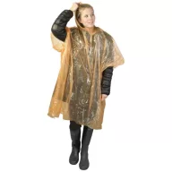 Ziva disposable rain poncho with pouch, PE plastic, Orange