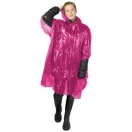 Ziva disposable rain poncho with pouch, PE plastic, Pink
