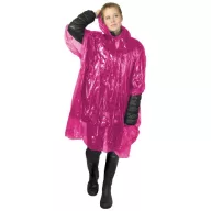 Ziva disposable rain poncho with pouch, PE plastic, Pink