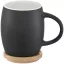Cana 400 ml cu suport din lemn, Everestus, HH, ceramica, negru, alb