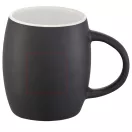 Cana 400 ml cu suport din lemn, Everestus, HH, ceramica, negru, alb