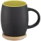 Cana 400 ml cu suport din lemn, Everestus, HH, ceramica, negru, verde