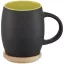 Cana 400 ml cu suport din lemn, Everestus, HH, ceramica, negru, verde