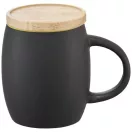Cana 400 ml cu suport din lemn, Everestus, HH, ceramica, negru, verde