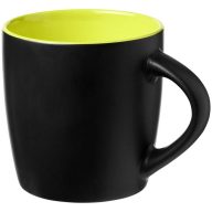   Cana ceramica 340 ml cu interior colorat, Everestus, 20IAN1164, Negru, Verde Lime