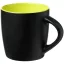 Cana ceramica 340 ml cu interior colorat, Everestus, 20IAN1164, Negru, Verde Lime